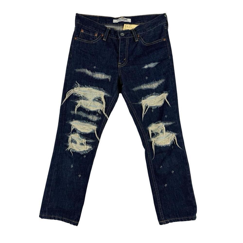 Junya Watanabe Comme Des Garcons Dark Wash Distressed Jeans Size XS | 27 x 23